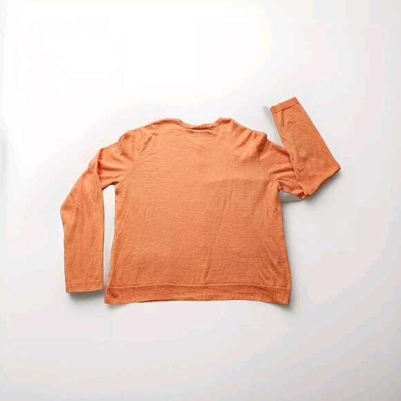 Lauren Ralph Lauren Cardigan Womens L Orange Buttons LS Boho Preppy Mature FLAW - Picture 13 of 13